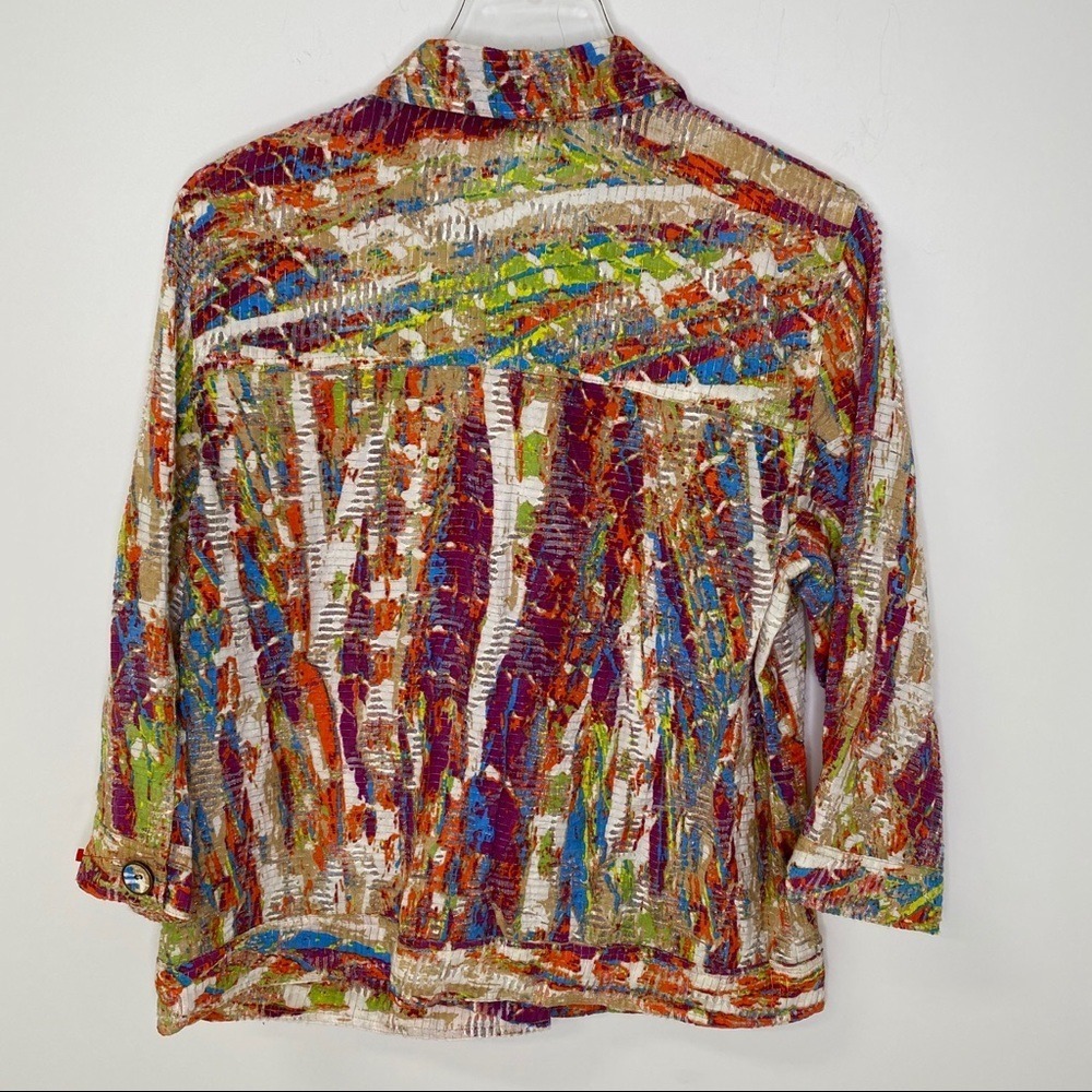 A la carte Womens Multicolor Abstract Art to Wear Button Up Jacket Size M - Picture 9 of 14